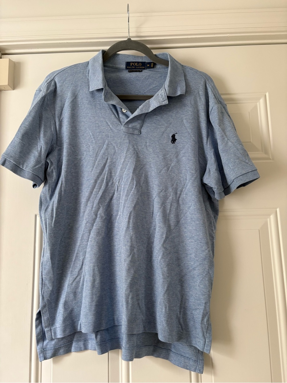 Ralph Lauren Men’s Heather Light Blue Polo Shirt with Navy Pony